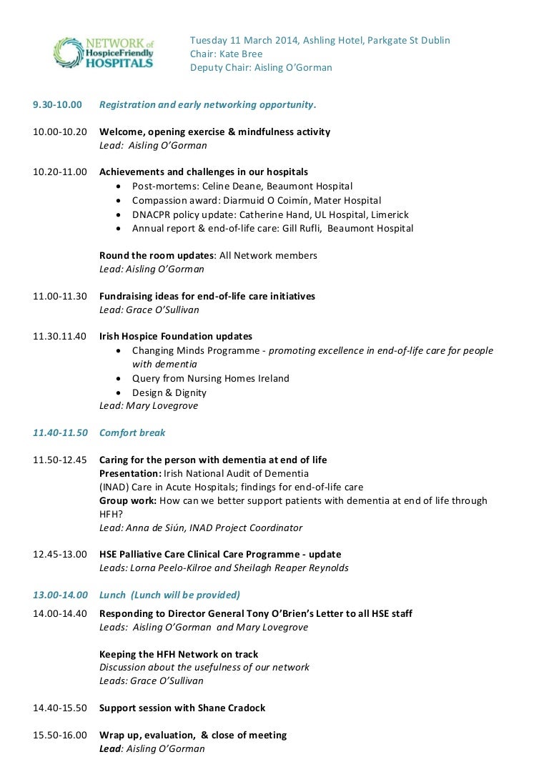 acute hospital network meeting agenda march 2014 ahn 11 meeting agenda format