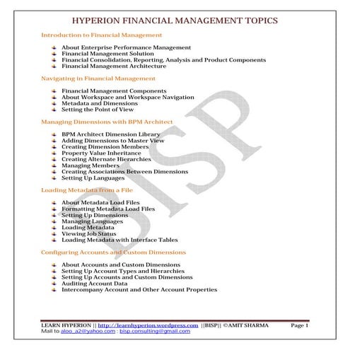 Hfm course content | PDF