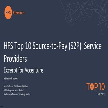 HFS Top 10 Source-to-Pay (S2P) Service Providers