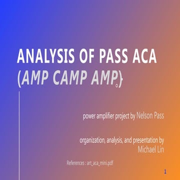 Overview of the PASS ACA (Amp Camp Amp) The PASS ACA is a single-ended ...
