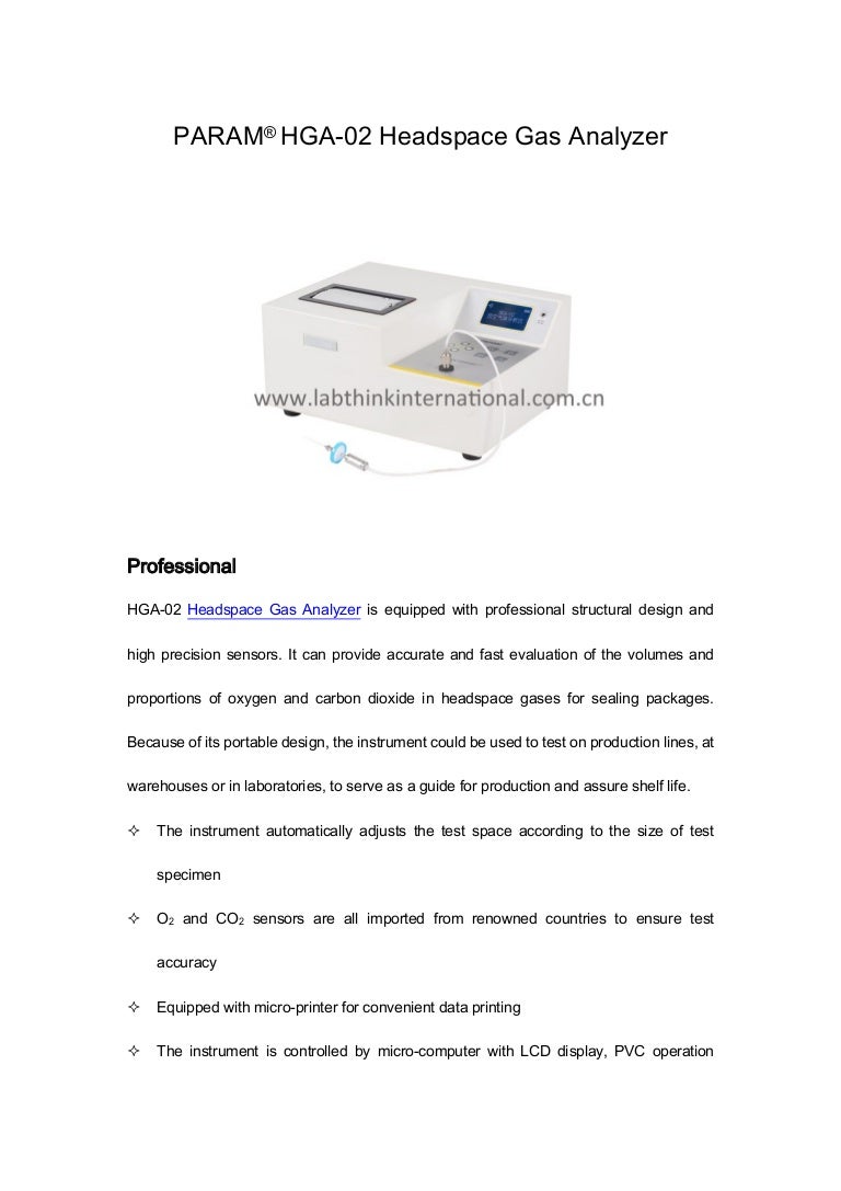 Hga 02 headspace gas analyzer