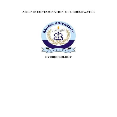 Arsenic contamination of Groundwater