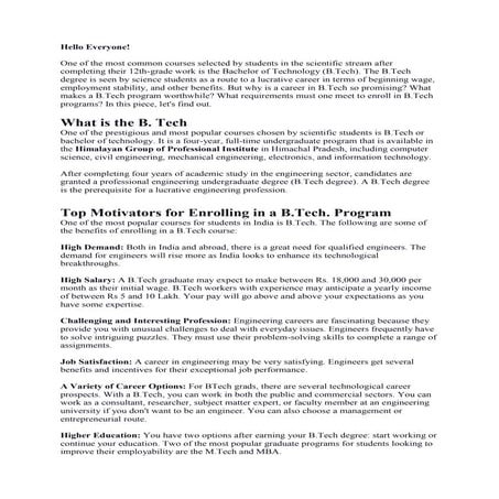 HGPI | Detailed Information About the B.Tech. and B.E. Courses