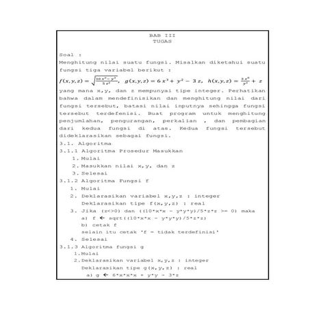 PROGRAM FUNGSI DENGAN TIGA VARIABEL