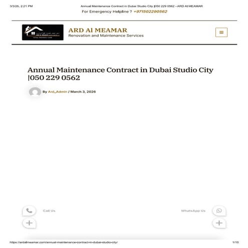 Annual Maintenance Contract in Dubai Studio City | PDF