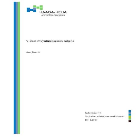 Haaga-Helian erikoistumisopinnot sähköinen markkinointi: Kehittämistyö