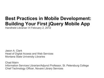 Best Practices in Mobile Development: Building Your First jQuery Mobile App