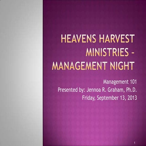 HHM Finance Night - Management 101