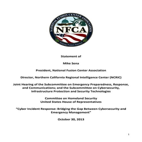NCRIC Analysis of Cyber Security Emergency Management