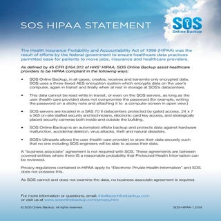 HIPAA Statement: SOS Online Backup