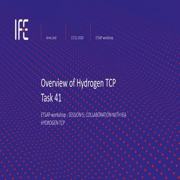 Overview of Hydrogen TCP, Task 41. Introduce discussion points from the hydro...