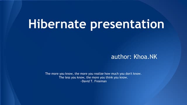 Hibernate Basic Concepts - Presentation