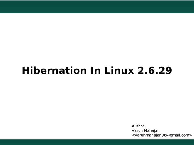 Hibernation in Linux 2.6.29
