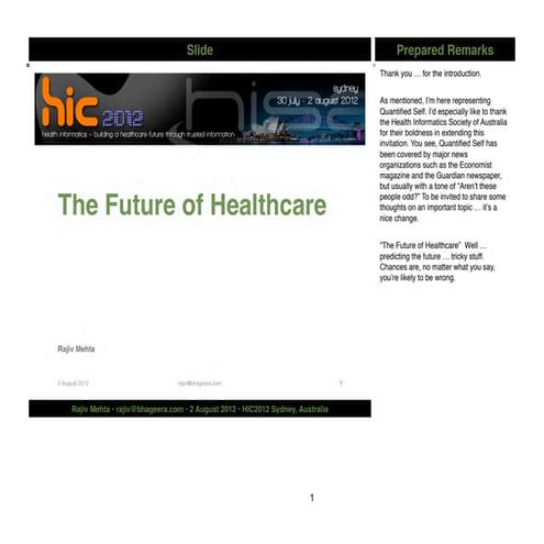 HIC2012 The Future of Healthcare: Innovation at the Edge