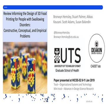 Review Informing the Design of 3D Food Printing for People with Swallowing Di...