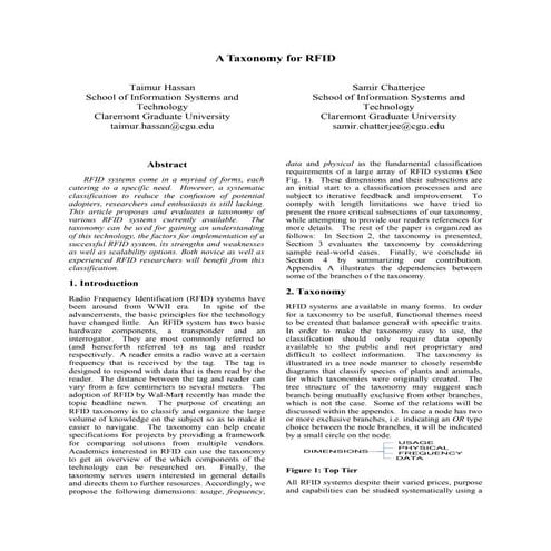 RFID Taxonomy