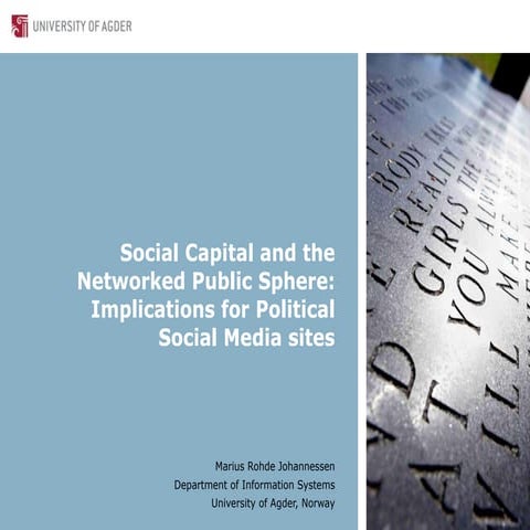 Social capital and the networked public sphere