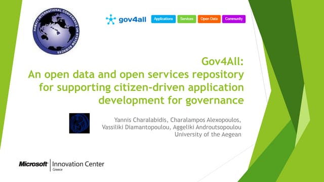 Gov4All :An open data and open services repository for supporting citizen-dr...