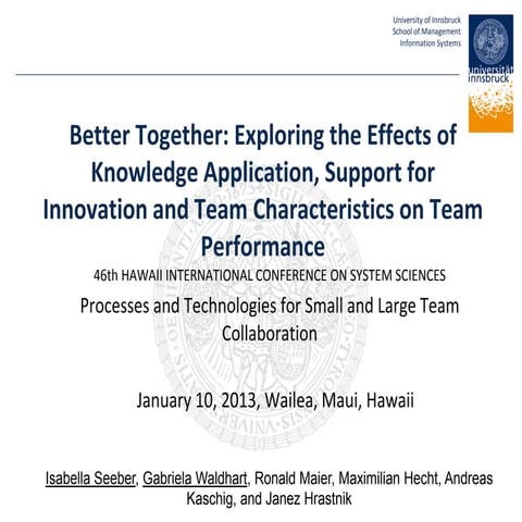 Better Together: Exploring the Effects of Knowledge Application, Support for ...