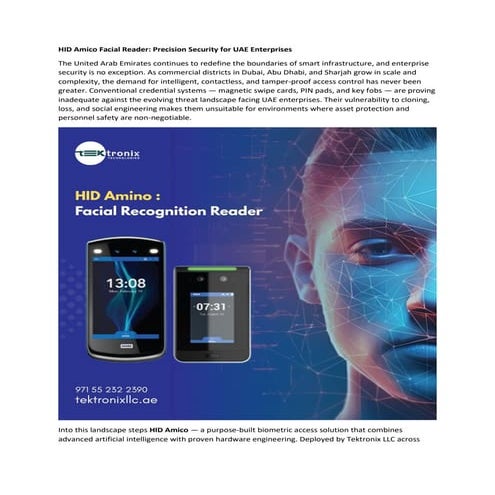 HID Amico Facial Reader: Advanced Biometric Security for UAE ...