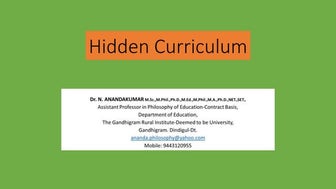 Hidden Curriculum-The Unintended Curriculum