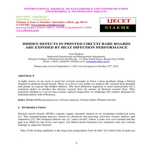 Hidden defects in printed circuit bare boardsare exposed by heat diffusion pe...