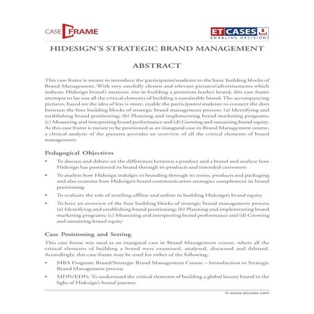 Hidesign’s Strategic Brand Management