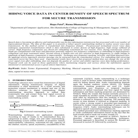 Hiding voice data in center density of speech spectrum for secure transmission