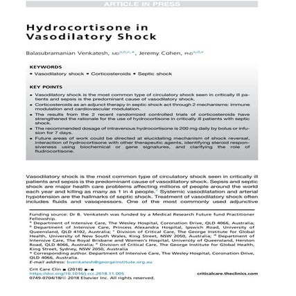 Hidrocortisona en shock vasodilatado