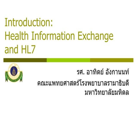 HL7 for TMI November 2009