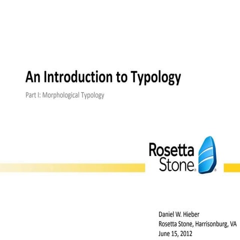 Hieber - An Introduction to Typology, Part I: Morphological Typology