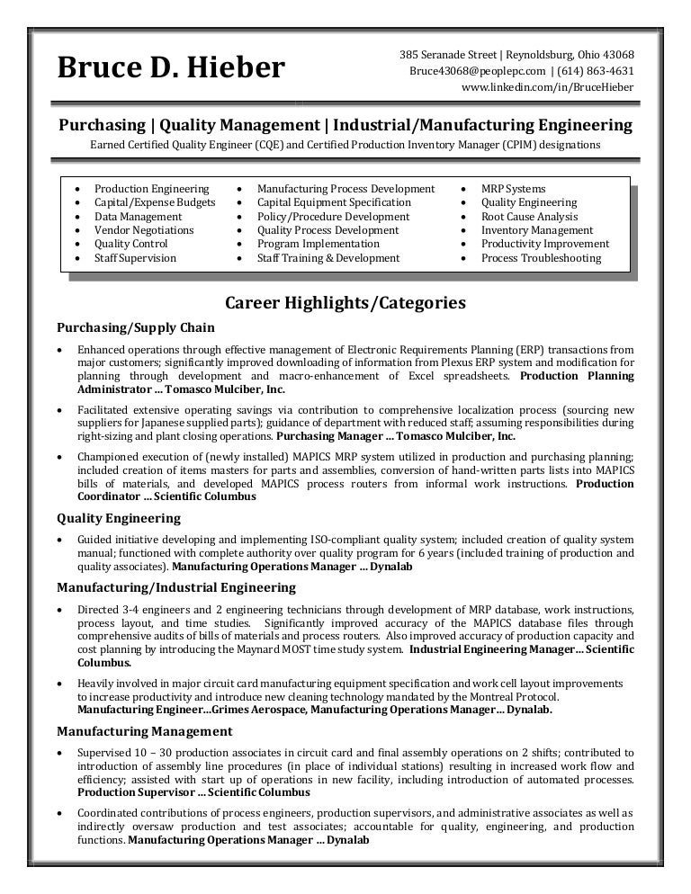 supplier quality engineer resume