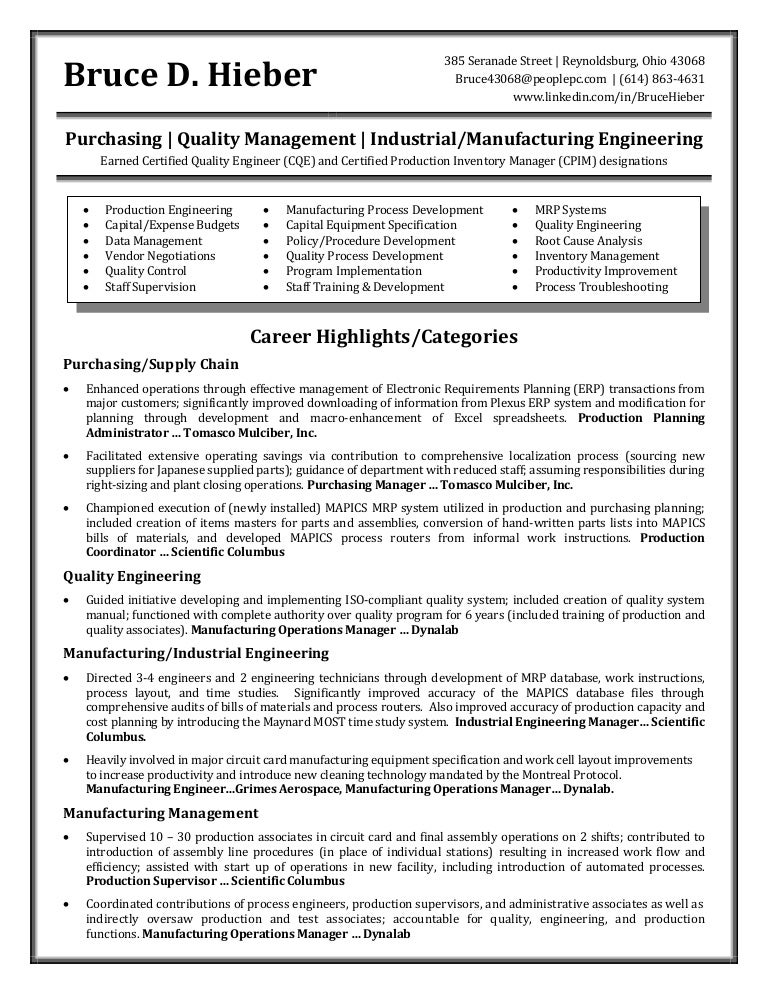 Process engineer resume manufacturing industry