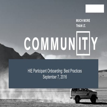 HIE Participant Onboarding: Best Practices