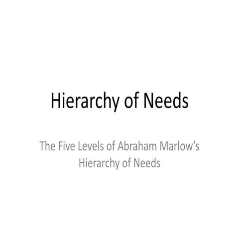 Hierarchy of Needs