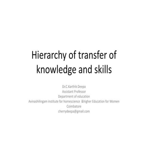 Hierarchy of transfer of knowledge and skills