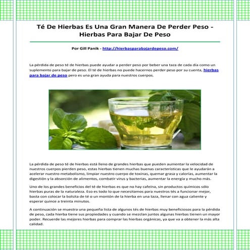 Hierbas para bajar de peso