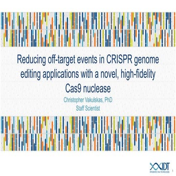 Reducing off-target events in CRISPR genome editing applications with a novel...