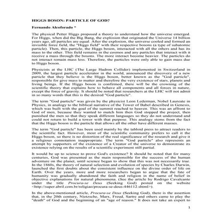 Higgs boson particle of god