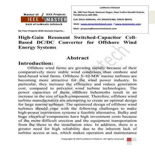High gain resonant switched-capacitor cell-based dcdc converter for offshore ...