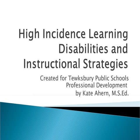 High Incidence Learning Disabilities And Accomodations 97