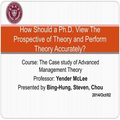 High level management theory (final report) 103-1