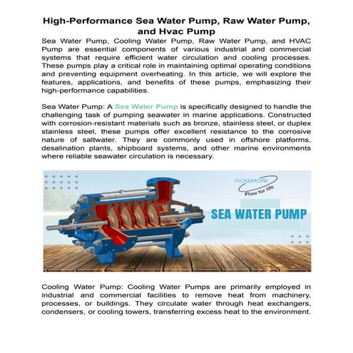 High-Performance Sea Water Pump, Raw Water Pump, and Hvac Pump