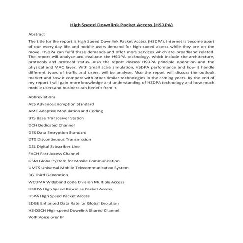 High speed down link packet access (hsdpa)