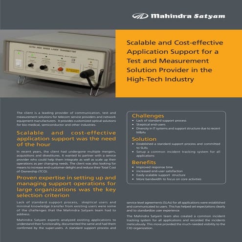 Scalable and Cost-effective Application Support for a Test and Measurement So...