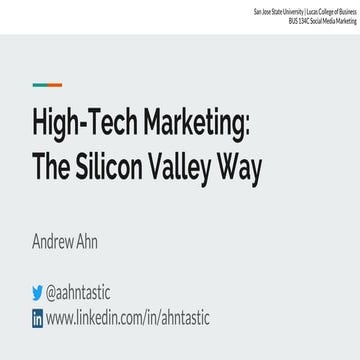 High-tech Marketing, the Silicon Valley way