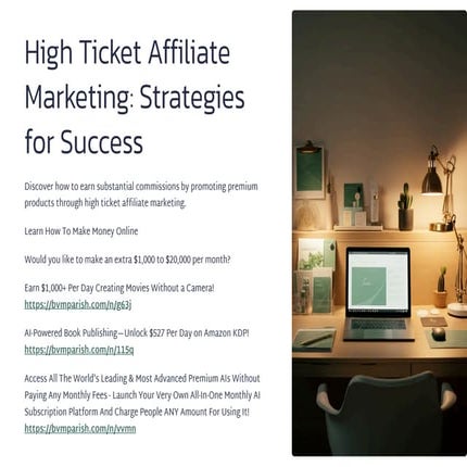 High Ticket Affiliate Marketing: Strategies for Success