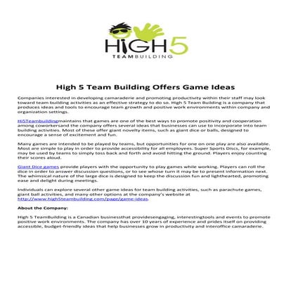 Outdoor Team Building Games | PDF
