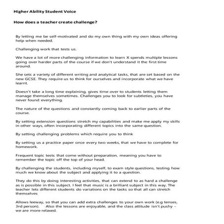 High ability student voice