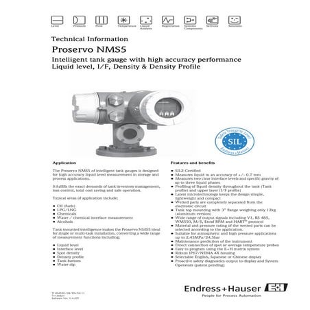 High accuracy liquid level measurement-Proservo NMS5